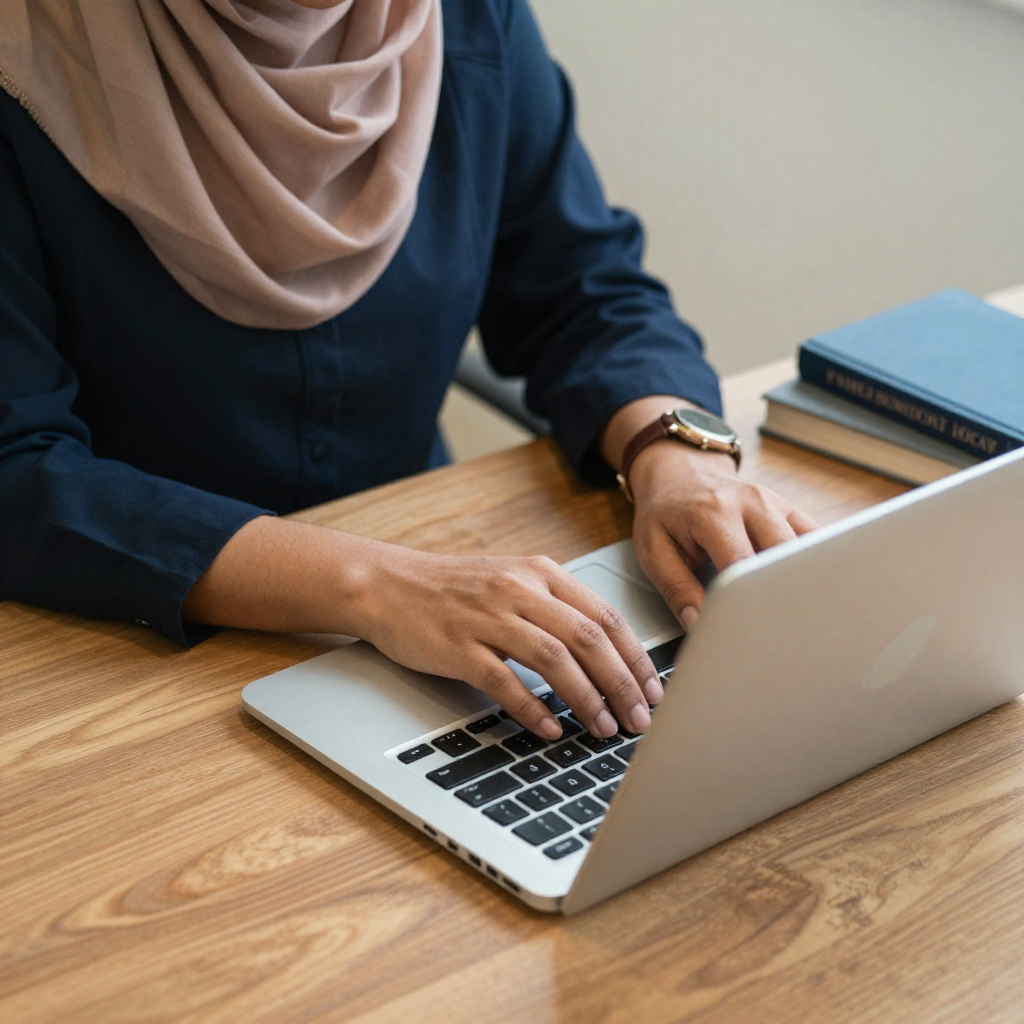 freepik make a laptop on a wooden table books beside it in 78918